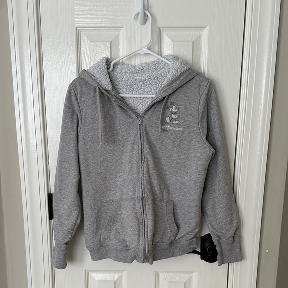 Disney Other - Disney Girls Gray Minnie Mouse Sherpa-Lined Zip Hoodie